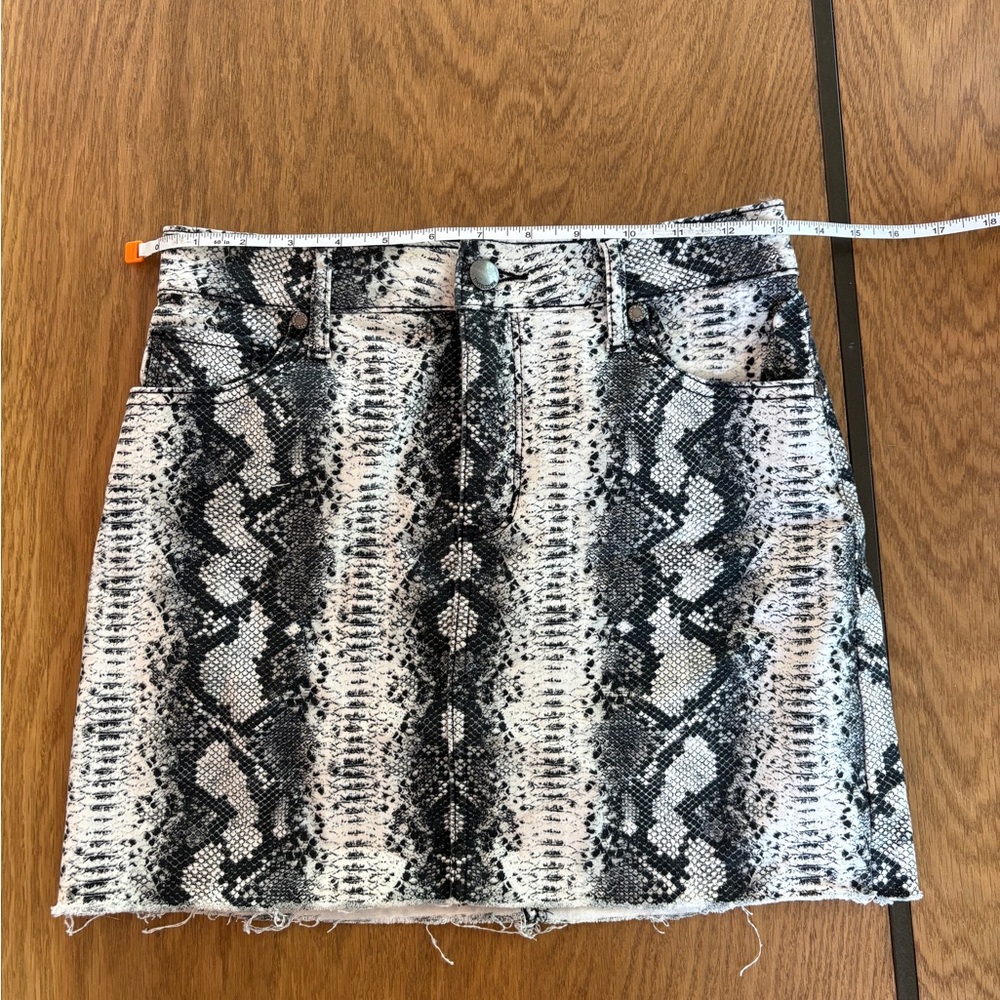 Black and White Snake Print Mini Skirt